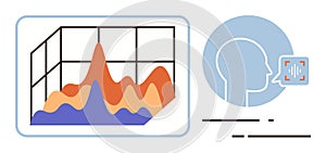 Data Analysis with 3D Graph and Speech Recognition Technology Concept