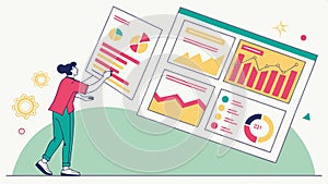 Data analysis dashboard, business analytics and information display vector design Generative AI