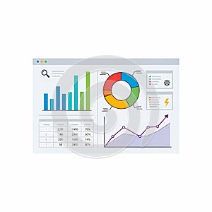 Data analysis dashboard with charts and graphs