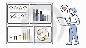 Data Analysis Dashboard with Charts, Graphs, and User Interface Elements, vector design Generative AI