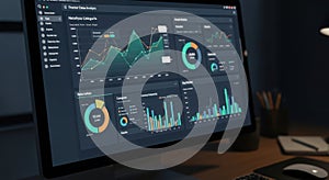 Data Analysis Dashboard on Computer Screen