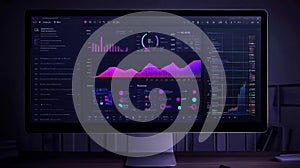 Data Analysis Dashboard on Computer Screen at Night