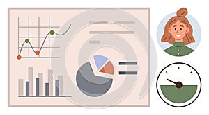 Data Analysis Dashboard with Graphs, Pie Chart, and Profile Avatar