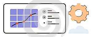 Data Analysis Dashboard with Growth Chart, Gear, and Cloud Elements