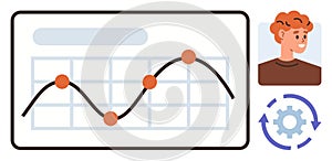Data Analysis Dashboard with Growth Graph, User Profile, and Process Optimization Elements