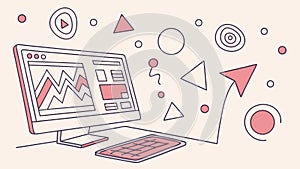 Data Analysis on Desktop: Charts, Graphs & Digital Information, vector design Generative AI