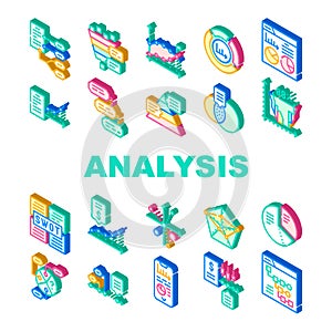 Data Analysis Diagram Collection Icons Set Vector