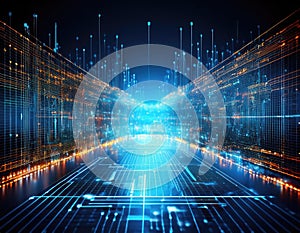 Data analysis with digital data visualization and growth graphs. Generated with AI