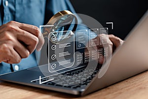 Data analysis of document ai artificial intelligence process with technology processor to planning business information data, tech