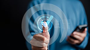 Data analysis of document ai artificial intelligence process with technology processor to planning business information data, tech