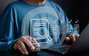 Data analysis of document ai artificial intelligence process with technology processor to planning business information data, tech