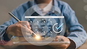 Data analysis of document ai artificial intelligence process with technology processor to planning business information data, tech