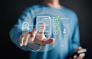 Data analysis of document ai artificial intelligence process with technology processor to planning business information data, tech