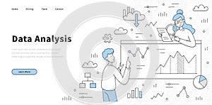 Data analysis doodle landing page, business risks