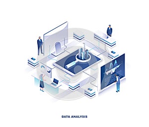 Data analysis or financial analytics isometric