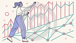 Data Analysis and Financial Trends Visualization, vector design Generative AI