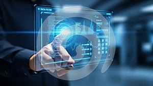 Data Analysis on Futuristic Touchscreen with Hand Interaction and Blue Interface