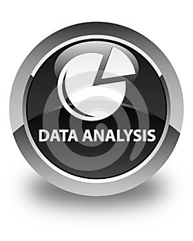Data analysis (graph icon) glossy black round button