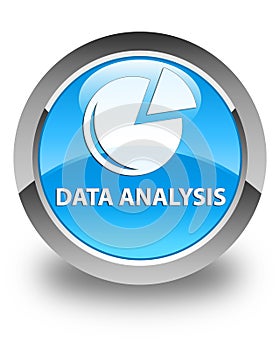 Data analysis (graph icon) glossy cyan blue round button