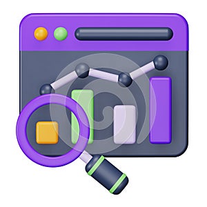 Data analysis graph research 3d rendering isometric icon.