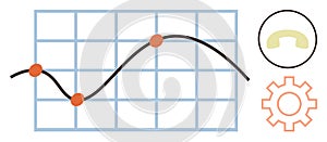 Data Analysis with Graph, Settings Gear, and Communication Icon
