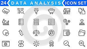 Data analysis icon set. Graphs, statistics, analytics, analysis, big data, growth, chart, research, UI, UX, GUI and more line icon