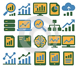 Data Analysis Icons for Business Reporting and Data Visualization