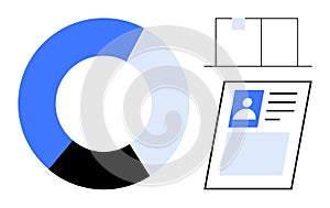 Data Analysis and Identification Concept with Pie Chart and Personal ID Elements