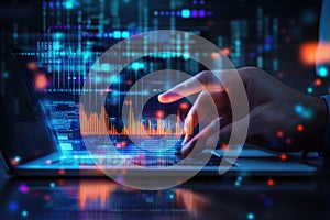 Data analysis through interactive visualization techniques on a digital platform in a modern workspace