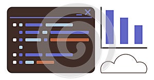 Data Analysis Interface with Bar Chart and Cloud Storage Connection