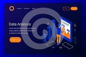 Data analysis isometric concept.