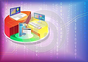 Data analysis isometric design vector