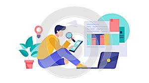 Data Analysis and Learning on Laptop, vector design Generative AI