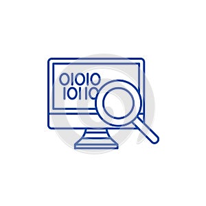 Data analysis line icon concept. Data analysis flat  vector symbol, sign, outline illustration.