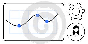 Data Analysis with Line Graph, User Profile, and Settings Gear Icon