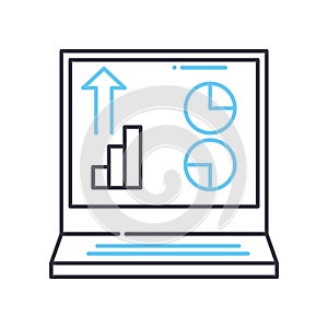 data analysis line icon, outline symbol, vector illustration, concept sign