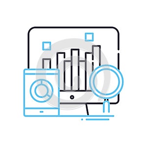 data analysis line icon, outline symbol, vector illustration, concept sign