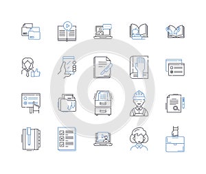 Data analysis line icons collection. Analytics, Insights, Reporting, Statistics, Visualization, Modeling, Mining vector