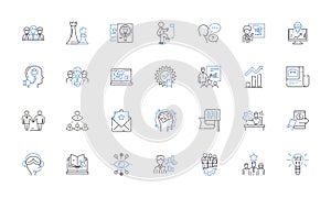 Data analysis line icons collection. Statistics, Modeling, Visualization, Insights, Reports, Analytics, Trends vector