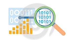 Data Analysis Magnifying Glass Binary Code, vector design Generative AI