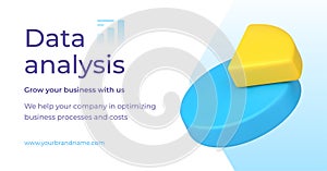 Data analysis management graph diagram strategy development optimization 3d banner realistic vector