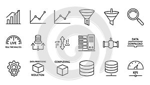 Data Analysis and Management Icons Set