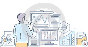 Data analysis - modern line design style vector illustration