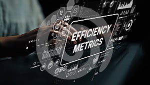 Data analysis and performance metrics visualization in a modern digital workspace with hands typing on a keyboard