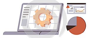 Data Analysis and Process Optimization with Charts and Reports on Computer Screen