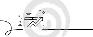 Data Analysis and Statistics line icon. Computer. Continuous line with curl. Vector