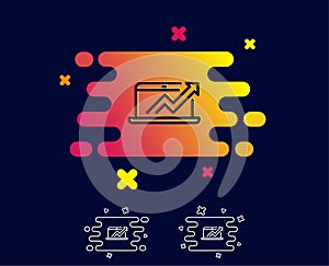 Data Analysis and Statistics line icon. Computer.