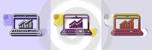 Data Analysis and Statistics line icon. Computer. Halftone dotted pattern. Vector
