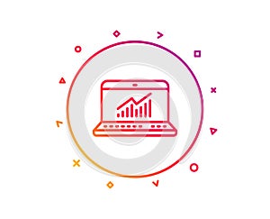 Data Analysis and Statistics line icon. Computer. Vector