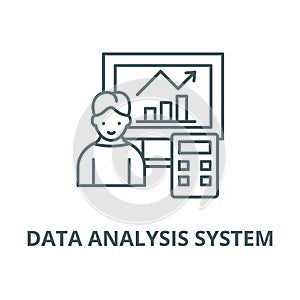 Data analysis system line icon, vector. Data analysis system outline sign, concept symbol, flat illustration